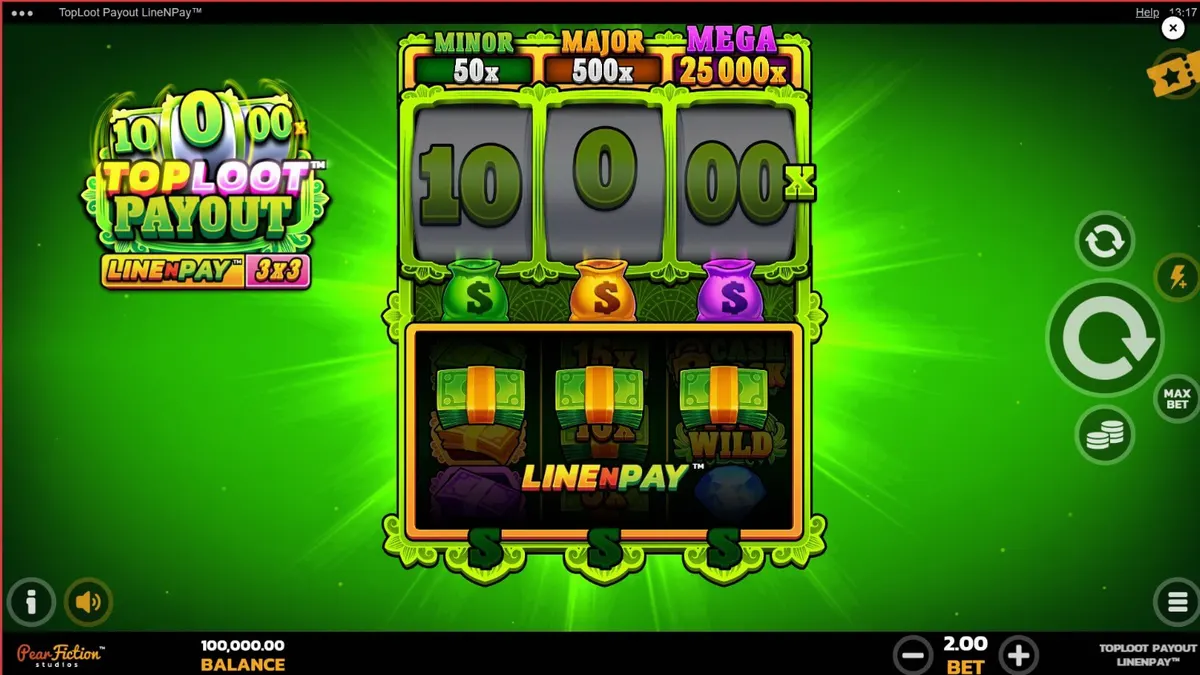 Visual elegante e luxuoso do slot TopLoot Payout LineNPay com tema de cofre de tesouro